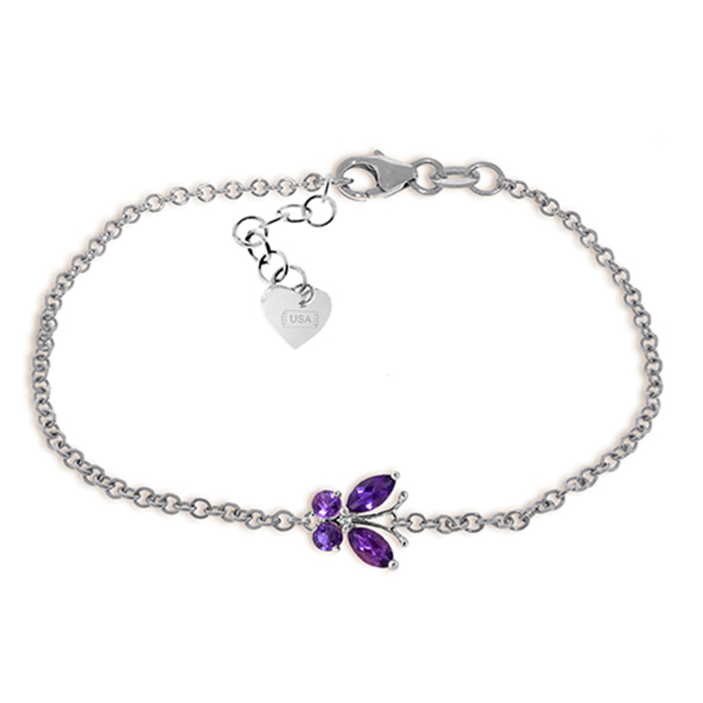 14k Solid Gold Butterfly Bracelet With Amethysts 840$